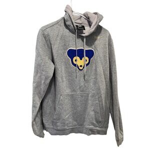 Nike Cooperstown Collection Chicago Cubs Bear Logo Gray Hoodie Mens Medium